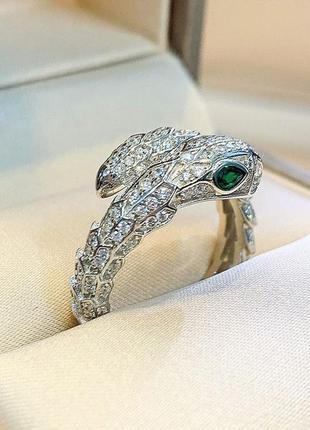 Кольцо bvlgari jewerly, кольцо змея, под белое золото, роскошная, шикарная бижутерия, изысканные украшения булгари