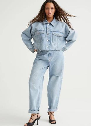 Укороченная женская джинсовая куртка h&m