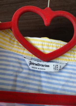 Поплінова різнокольорові в смужку сорочка оверсайз stradivarius6 фото