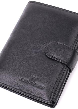 Солидный мужской бумажник вертикального формата из натуральной кожи st leather 22462 черный