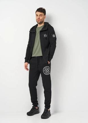 Толстовка чоловіча чорна dark side basic black худі тринитка на блискавці з капюшоном і принтом на спині
