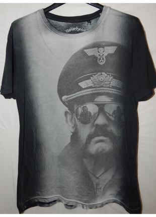 Мерехтлива футболка "kilmister side" чорно-сіра від lemmy motohead