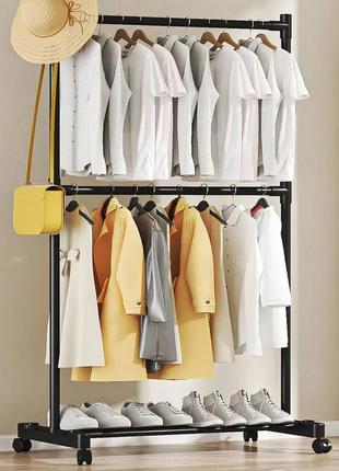 Вішалка-стійка для одягу на коліщатках (80×42×180 см), yx9112/напальна стійка для одягу salemarke