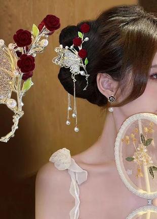 Заколка-краб для волос с камнями