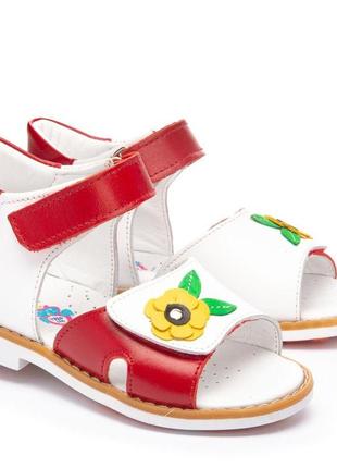 Босоніжки профілактичні для дівчинки (арт.leo-1234), theo leo (туреччина) (білий/червоний, 21)