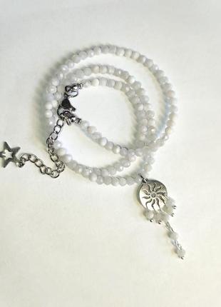 Чокер натуральный лунный камень адуляр d=3mm медсталь