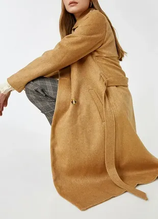 Брендове пісочне пальто тренч  міді двобортне демісезон  у складі вовна