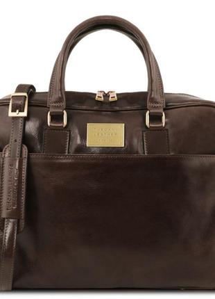 Кожаная сумка портфель tuscany leather urbino tl141241 (dark brown — темно-коричневый)