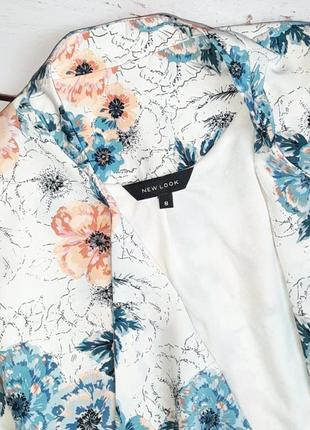1+1=3 стильный белый женский пиджак в цветочный принт new look, размер 42 - 449 фото