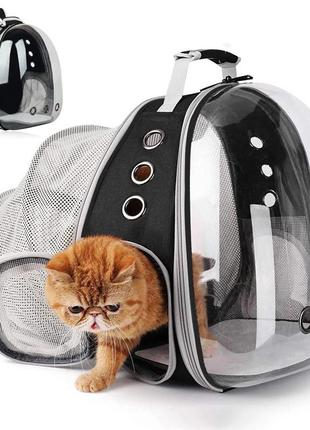Рюкзак переноска для тварин розкладний cosmopet cp-17 для котів та собак clear black