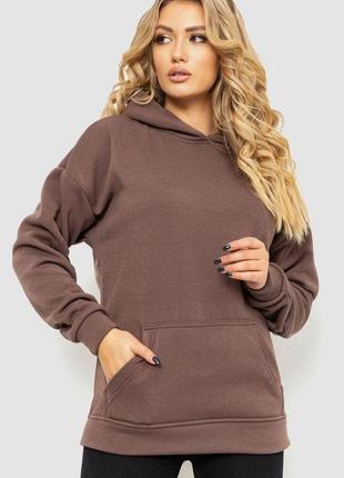 Худи женский на флисе, цвет коричневый, 241r3210
