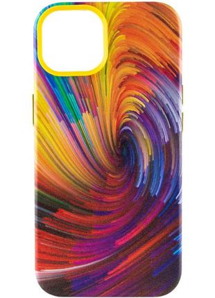 Шкіряний чохол colour splash with magsafe для apple iPhone 14 pro max рожевий (6.7")