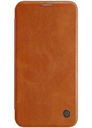 Шкіряний чохол (книжка) nillkin qin series для apple iPhone 14 pro max рожевий (6.7")