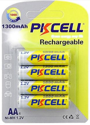 Акумулятор pkcell 1.2v aa 1300mah nimh rechargeable battery, 4 штуки у блістері ціна за блістер, q12