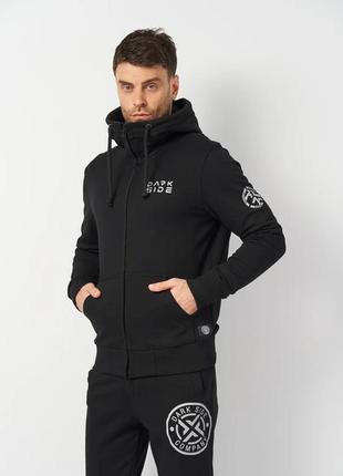 Чоловіча толстовка dark side rdk чорна худі на блискавці з капюшоном кофта з принтом на спині