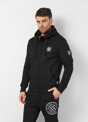 Чоловіча толстовка dark side basic black чорна худі на блискавці з капюшоном кофта з принтом на спині