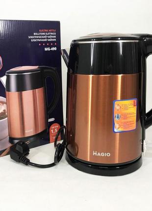 Електрочайник magio mg-490, 1240вт, 1.5л, гарний електричний чайник, тихий електричний чайник9 фото