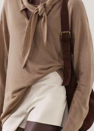 Тонкий в'язаний светр zara льон s