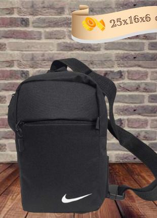 Сумка слінг чоловіча через плече тканинна чорна