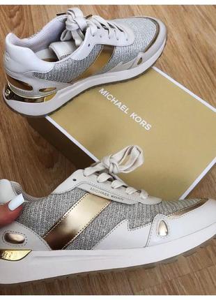 Кроссовки michael kors monroe trainer голд/бежевые
