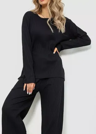 Стильний костюм в рубчик, чорний, р. l, xl, xxl, xxxl