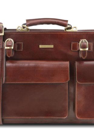 Мужской кожаный портфель 2 отделения tuscany leather venezia tl141268 (коричневый)