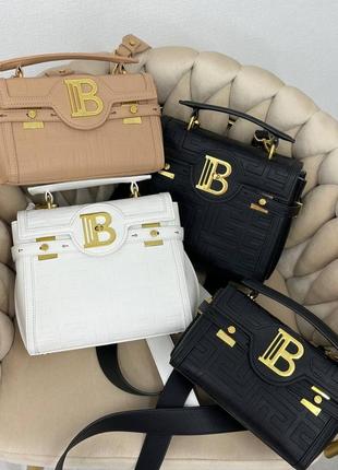 Кожаная сумка в стиле balmain черное золото люкс