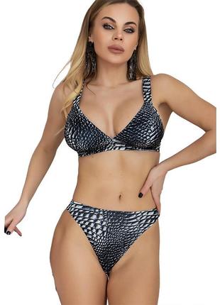 Комплект білизни бюстгальтер та стрінги set3u-p130-t xxl чорно-білий (06399057), totalfit