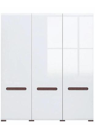 Шафа трьохдверна в спальню вмк (брв) ацтека szf3d/21/18 білий + білий глянець (grb-1657)