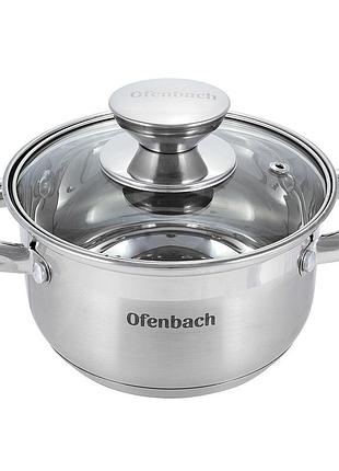 Кастрюля ofenbach 14 см 1.1 л с крышкой из нержавеющей стали с 5-слойным дном индукция nb-100510 shp