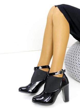 Женские черные туфли ботильоны на ремешке на устойчивом каблуке 36 37 38 39 40