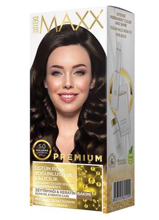 Фарба maxx deluxe для волосся 5.0 світло-коричневий 50 мл+50 мл+10 мл