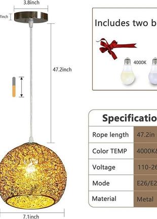 Bravsekai подвесной светильник  в ретро стили метал золото3 фото