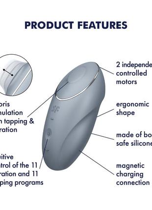 Вібратор кліторальний стимулятор для клітора  satisfyer tap & climax 1 bluegrey