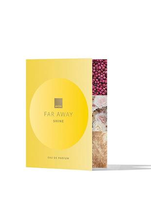 Листівка з пробним зразком парфумної води avon far away shine