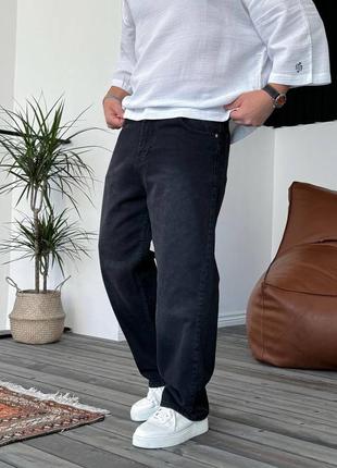 Мужские широкие джинсы бегги темно синие / повседневные джинсы брюки для мужчин2 фото