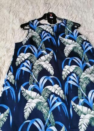 Платье стрейчка тон с воланом фасон разлетайка тропический принт размеры m l xl цвета чёрный синий и3 фото