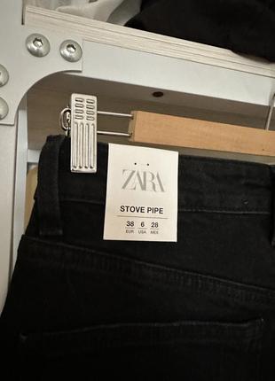 Базовые черные джинсы zara stove pipe ровные прямые клеш5 фото