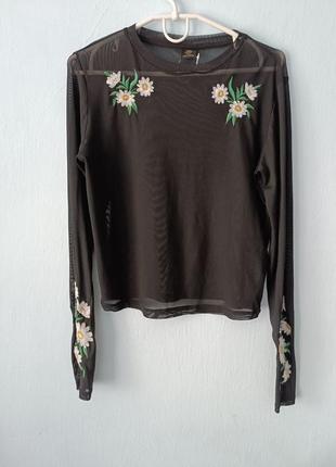 Лонгслів сіточка сітка з вишивкою ромашки новий m urban outfitters