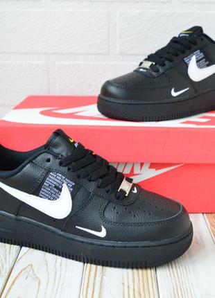 Nike air force 1 mid lv8 low кроссовки мужские найк форс черные с белым весенние демисезонные топ качества лицензия низкие