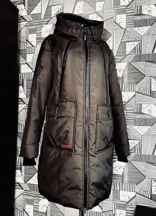 Люксовый термо пуховик на пуху тинсулейте хаки t.y camille luxury collection.