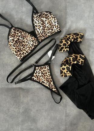 Леопардовый комплект белья