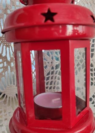 Винтажный новый фонарик подсвечник, с подсвечкой.