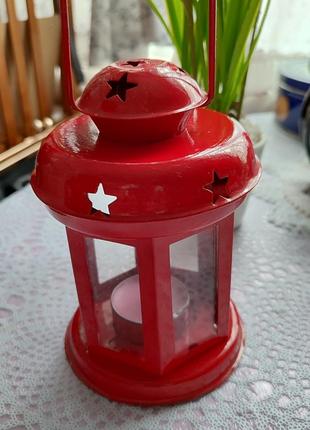 Винтажный новый фонарик подсвечник, с подсвечкой.