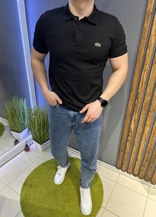 Базова чорна футболка поло теніска lacoste