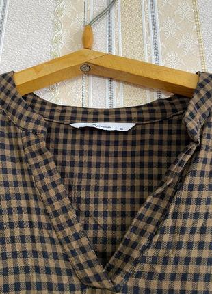 Блуза в клетку, легкая кофточка, коричневая с черным блузка4 фото
