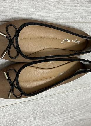 Балетки super modè бежевые коричневые с бантиком 38 размер (37,5) маломерят