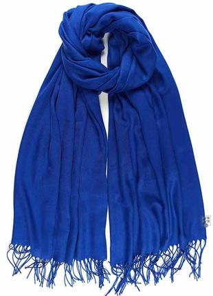Палантин шарф кашемир шерсть кашемировый pashmina original однотонный ярко-синий теплый новый