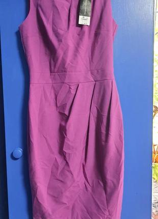 Платье фуксия офисное, платье карандаш фиолетовое, сиреневое платье, платье с бирками новое, базовое платье3 фото