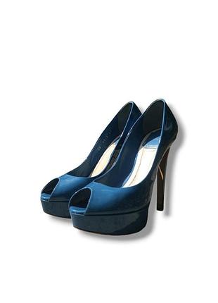 Christian dior blue patent leather туфлі жіночі діор miumiu